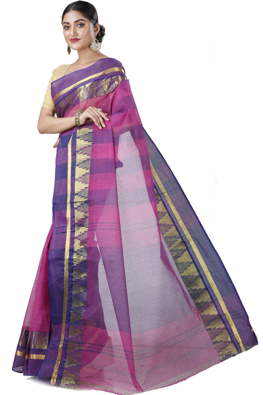 Purple Pure Cotton Vrinda Tant Saree (1097)